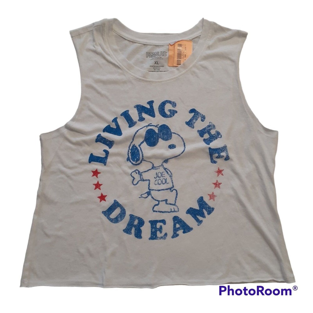 NWT Women's Peanuts Snoopy Joe Cool White Tank Top Size XL Extra Large